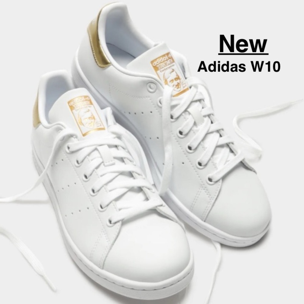 New ADIDAS ORIGINALS SNEAKER STAN SMITH WHITE/GOLD METALLIC WOMEN Size 10 in box - Picture 3 of 17